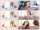 HOMCOM Vanity Mirror with Lights, Large Lighted Makeup Mirror with 3 Colour Lighting Modes, 10X T3398P378889