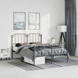Metal Bed Frame without Mattress with Footboard Black 135x190cm 373904