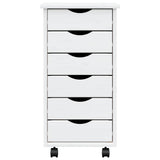 Rolling Cabinet with Drawers MOSS White Solid Wood Pine 355889