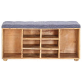 Hall Bench Natural wood, Grey Solid mango wood, 100% polyester fabric 285891