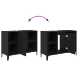 Sink cabinet Black Oak 80 x 33 x 60 cm Engineered Wood and Iron 881275