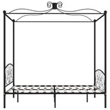 284479 Canopy Bed Frame without Mattress Black Metal 180x200 cm Super King