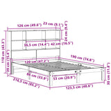 Bookcase Bed without Mattress 120x190 cm Small Double Solid Wood Pine 3322550