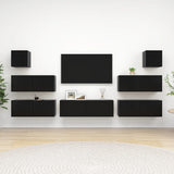 ZNTS 7 Piece TV Cabinet Set Black Engineered Wood 3078818