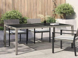 Garden Table 150x90x75 cm Tempered Glass and Poly Rattan Grey 316708