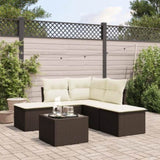 6 Piece Garden Sofa Set with Cushions Brown Poly Rattan 3217733