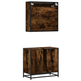 2 Piece Bathroom Furniture Set Smoked Oak Engineered Wood 3300927