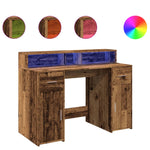 Desk with LED Lights Old Wood 120x55x91 cm Engineered Wood 3309418