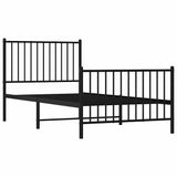 Metal Bed Frame without Mattress with Footboard Black 90x190cm 350874