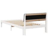 Bed frame White and light grey 100 x 200 cm Solid pine wood 878633