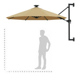 Wall-mounted Garden Parasol with LEDs 300 cm Taupe 312525