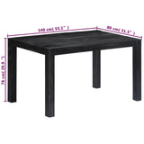 ZNTS Dining Table Black 140x80x76 cm Solid Mango Wood 247990