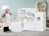 Kids Play Kitchen Wooden Toy Kitchen Cooking Set for Children with Drinking Fountain, Microwave, and T3398P348110