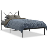 Metal Bed Frame without Mattress with Headboard Black 90x190cm 376494