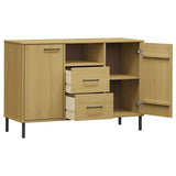 Sideboard with Metal Legs Brown 113x40x77 cm Solid Wood OSLO 351018