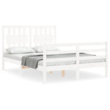 Bed Frame without Mattress White 140x190 cm Solid Wood 3194292