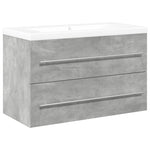 ZNTS 2 Piece Bathroom Furniture Set Concrete Grey Engineered Wood 3324921