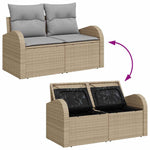 Garden Sofa with Cushion Beige 124 x 62 x 69cm Poly Rattan 42006745