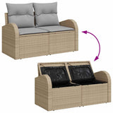 Garden Sofa with Cushion Beige 124 x 62 x 69cm Poly Rattan 42006745