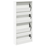 Shoe Cabinet 4-Layer Mirror White 63x17x134 cm 273936