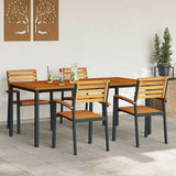 Garden Dining Set 5 pcs Black Solid Acacia Wood 3284401