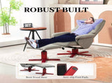 Faux Microfibre Leather Manual Recliner and Footstool Set - Grey T3398P342457