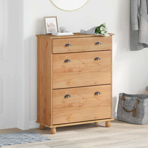 Shoe Cabinet ASKIM Brown 85 x 35 x 108 cm Solid Pine wood 4105436