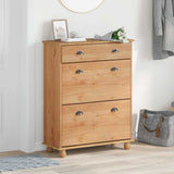 Shoe Cabinet ASKIM Brown 85 x 35 x 108 cm Solid Pine Wood 4105436