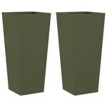 ZNTS Garden Planters Olive Green 2 pcs 35x35x75 cm Steel 851087