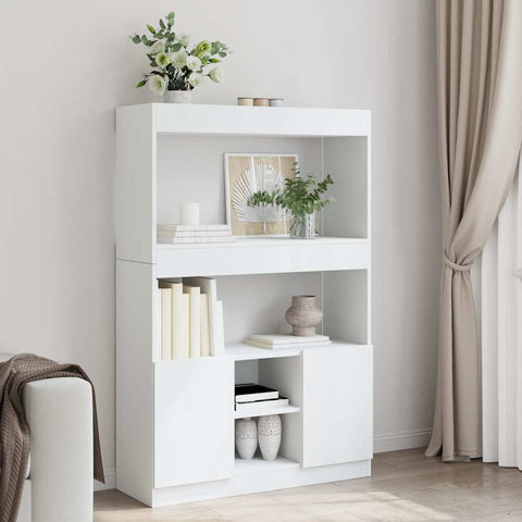 Highboard White 92x33x140 cm Engineered Wood 3309609