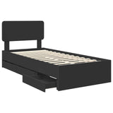 Bed Frame with Drawer Black 90 x 200 cm Engineered Wood 3412221