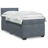 ZNTS Box Spring Bed with Mattress Dark Grey 90x200 cm Velvet 3286211
