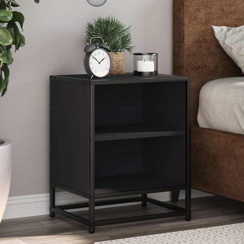 ZNTS Bedside Cabinets 2 pcs Black 40x31x50 cm Engineered Wood and Metal 848700