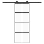 Sliding Door with Hardware Set Black 76x205 cm ESG Glass 3375862