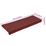 Stair Mats 15 pcs 65x21x4 cm Bordeaux Rectangular Edge 326199