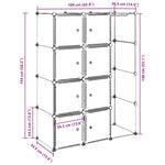 Modular Cabinet 9 Compartments 109x36.5x143 cm Black and White 240497