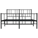 Metal Bed Frame without Mattress with Footboard Black 135x190cm 352497