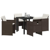 Garden Dining Set 5 pcs Brown Poly Rattan 3380601