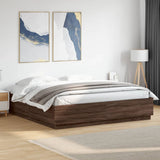 Bed Frame with LED without Mattress Brown Oak 200x200 cm 3209589