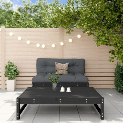 ZNTS 2 Piece Garden Lounge Set Black Solid Wood Pine 3186589