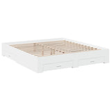 Bed Frame White Engineered wood, Plywood Super King Bed Frame 3280363