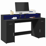 Desk with LED Lights Black 160x55x91 cm Engineered Wood 3309430
