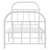 Metal Bed Frame without Mattress with Footboard White 75x190cm 353692