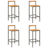Bar Stools 4 pcs Grey Poly Rattan and Solid Wood Acacia 362609