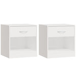 ZNTS Bedside Cabinets 2 pcs with Drawer High Gloss White 342585