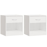 ZNTS Bedside Cabinets 2 pcs with Drawer High Gloss White 342585