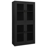 Office Cabinet Anthracite 90x40x180 cm Steel and Tempered Glass 335941