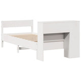 Bookcase Bed without Mattress White 100x200cm Solid Wood Pine 3322964