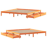 Bed Frame without Mattress Wax Brown 200x200 cm Solid Wood Pine 3301458