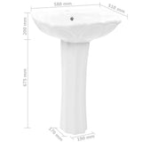 Freestanding Basin with Pedestal Ceramic White 580x510x200mm 143005